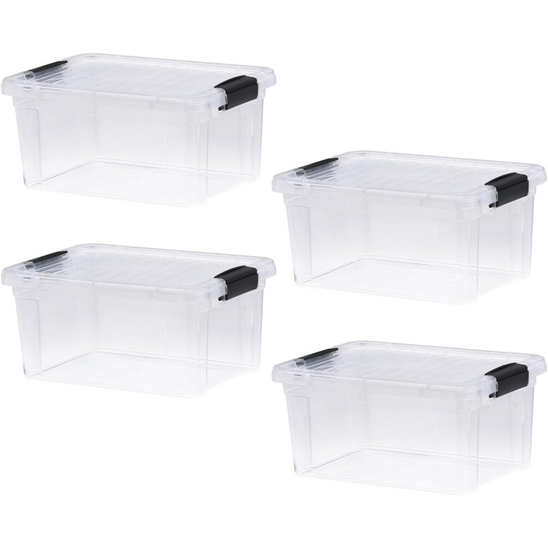 Latitude Run® Clear Storage Bins with Lids, 4 Pack- Plastic Storage Boxes for Home, 6.6 qt