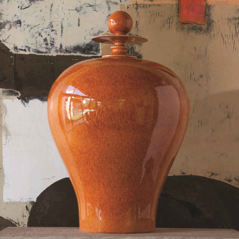 Pot Happy Temple - émeraude - grand, Orange