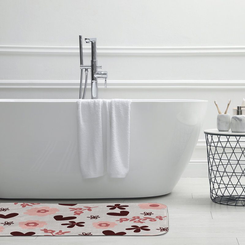 Tapis de bain pour la Saint-Valentin, gris, L 21 po x L 34 po