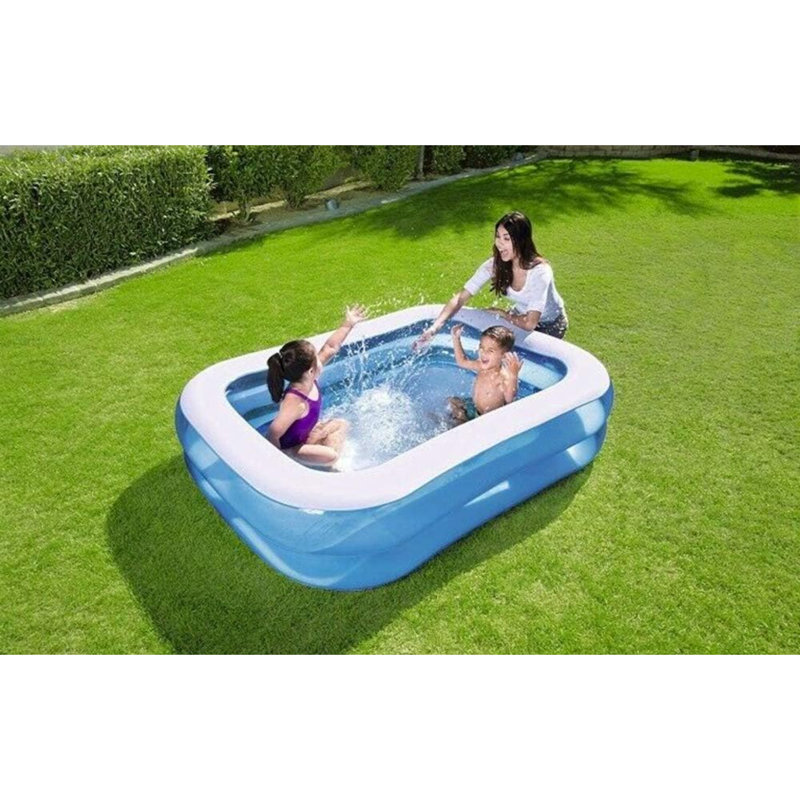 Family Pool, Rectangular Pool For Children, Easy To Assemble, Blue, 51cm H x 201cm W x 150cm D