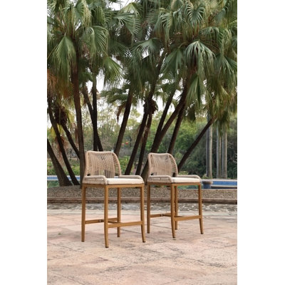 Indoor OutdoorWood Counter Height Bar Stools Set of 2