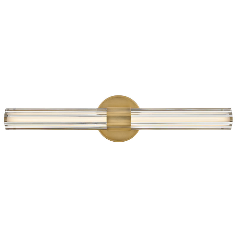 Georgette Integrated LED Bath Vanity w/ Clear Fluted Crystal Shade, Textured Heritage Brass