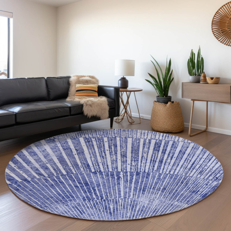 Cerrito Area Rug with Non-Slip Backing, Round 8'