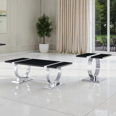 Ensemble de tables basses en O 2 pièces avec base en tréteaux