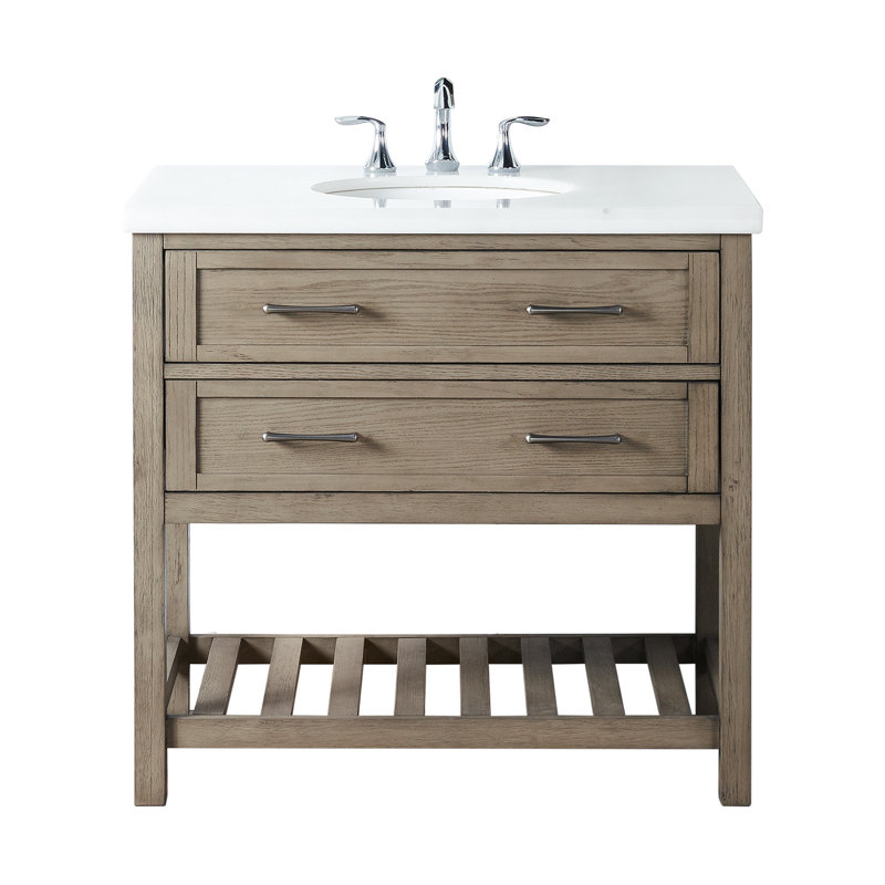 Zachrey 36'' Single Bathroom Vanity with Marble Top