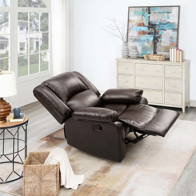 Fauteuil inclinable manuel en similicuir Hayesville, Brun