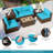 7 Pieces Outdoor Furniture Set with Fire Pit Table and Propane Tank Cover Black-904043342