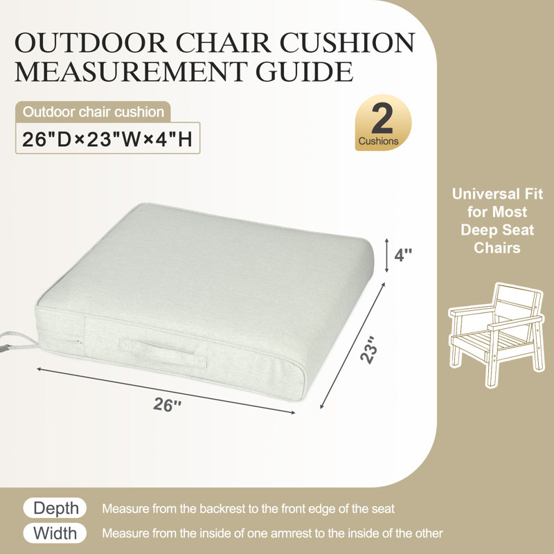 Ensemble de 2 coussins de siège profond, 26"W x 23"D, Gris clair