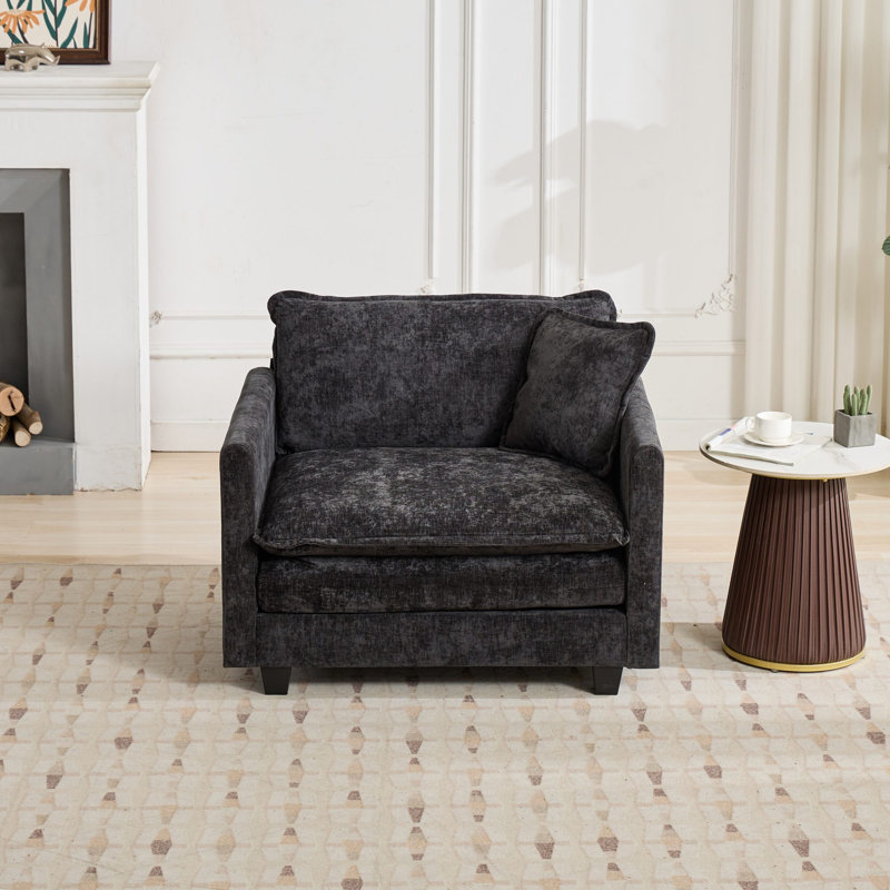 Canapé simple moderne en chenille moderne, Noir
