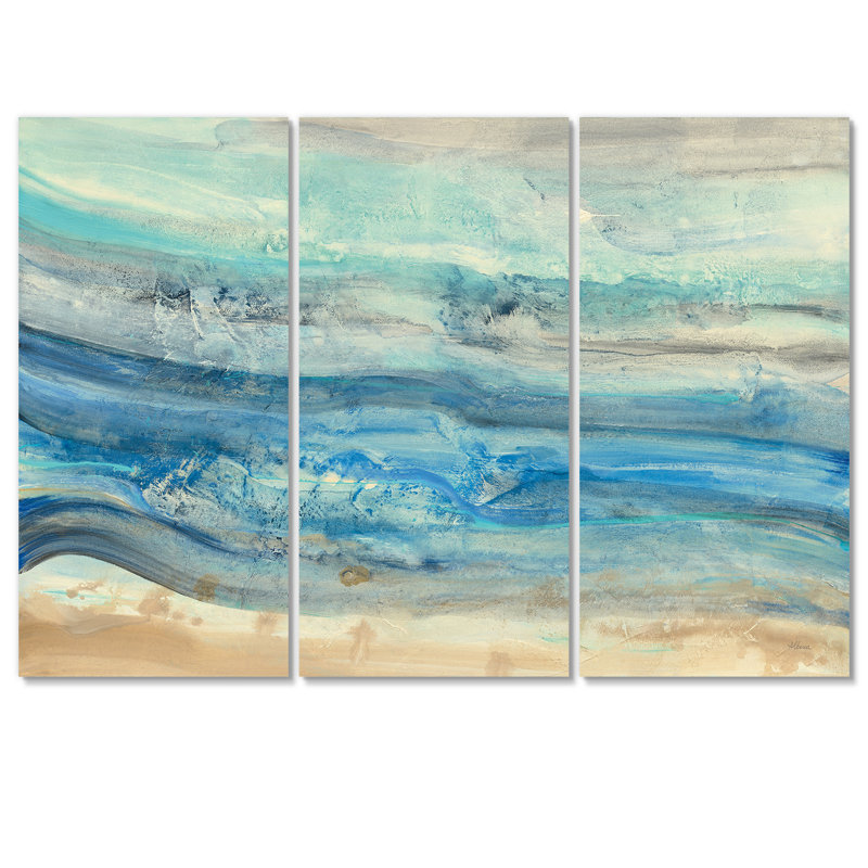 «Landscape Ocean Minéral Waves», peinture sur toile - Vagues de l'océan, H 32 po x l 48 po x P 1 po