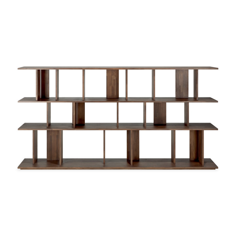 Irregular Solid Wood Geometric Bookcase, 45.5" H x 88" W x 14.5" D