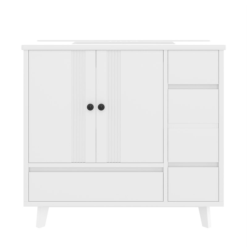 Meuble-lavabo 36 po avec lavabo en céramique, Blanc clair