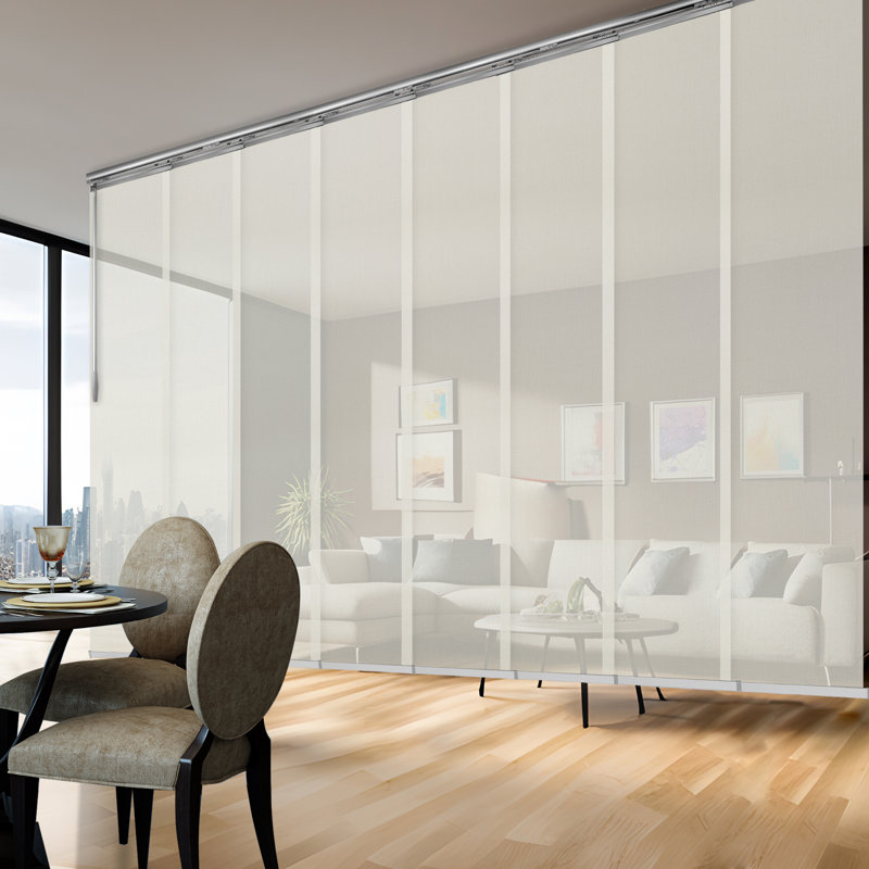 Dappled Ash 8-Panel Double Rail Satin Nickel Track 130"-175"W x 116"H, Panel width 23.5"