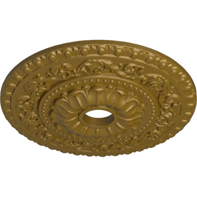 Endurathane Vaduz Ceiling Medallion, 23 1/2"OD x 3 1/2"ID x 2 1/8"P (Fits Canopies up to 3 1/2"), Hand-Painted Gold Finish