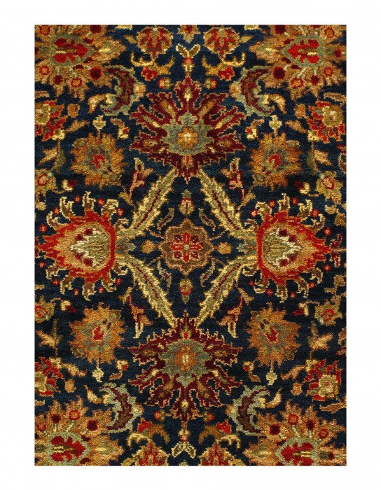 Tapis rectangulaire en laine de couleur bleu marine Barrucco