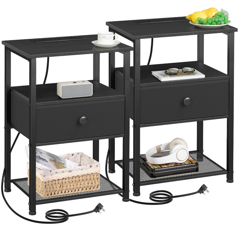 38.9cm W Metal Bedside Table