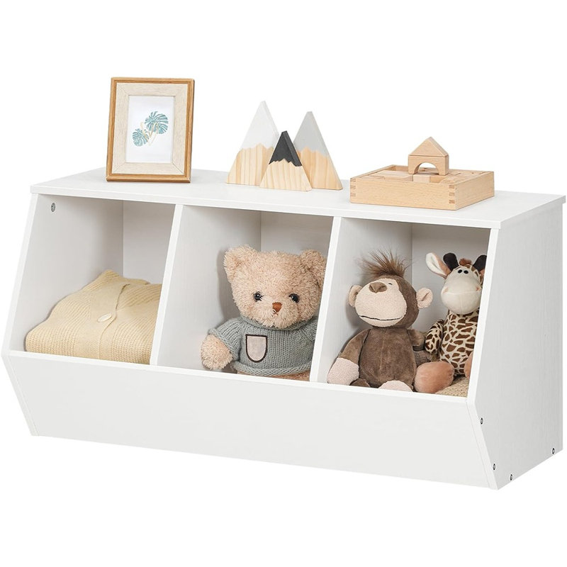 Bibliothèque de rangement pour jouets - bibliothèque empilable à 3 compartiments pour couloir, chambre à coucher et salle de jeux, blanc