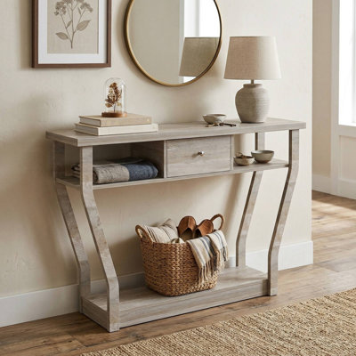 Entryway Hall Console Table With Storage Drawer And Open Display Shelf For Living Room Foyer