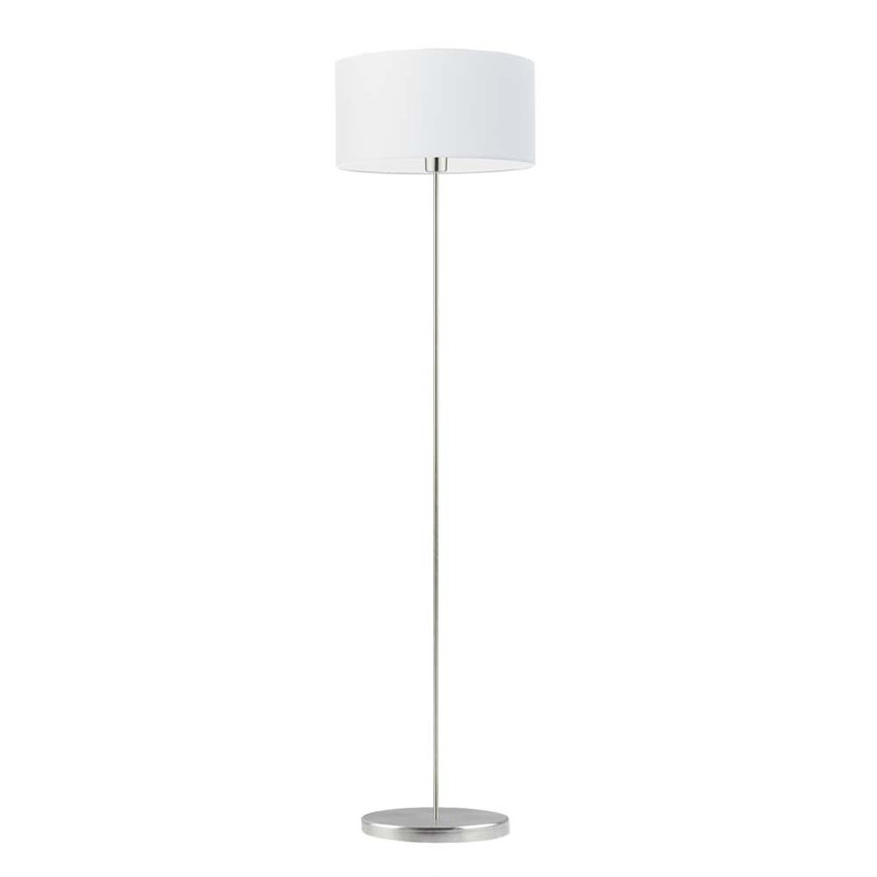 Askel 156cm Traditional Floor Lamp, Brushed Steel, White
