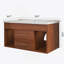 Meuble-lavabo simple de style moderne Mid-Century avec lavabo encastré intégré, offrant un rangement intelligent et un style intemporel pour votre salle de bain