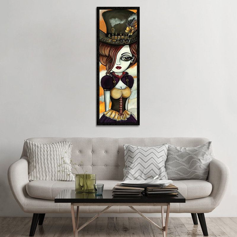 The Conductor by Lizzy Falcon - Panoramic Painting on Canvas, 152.4cm H x 50.8cm W x 3.81cm D, Black Framed