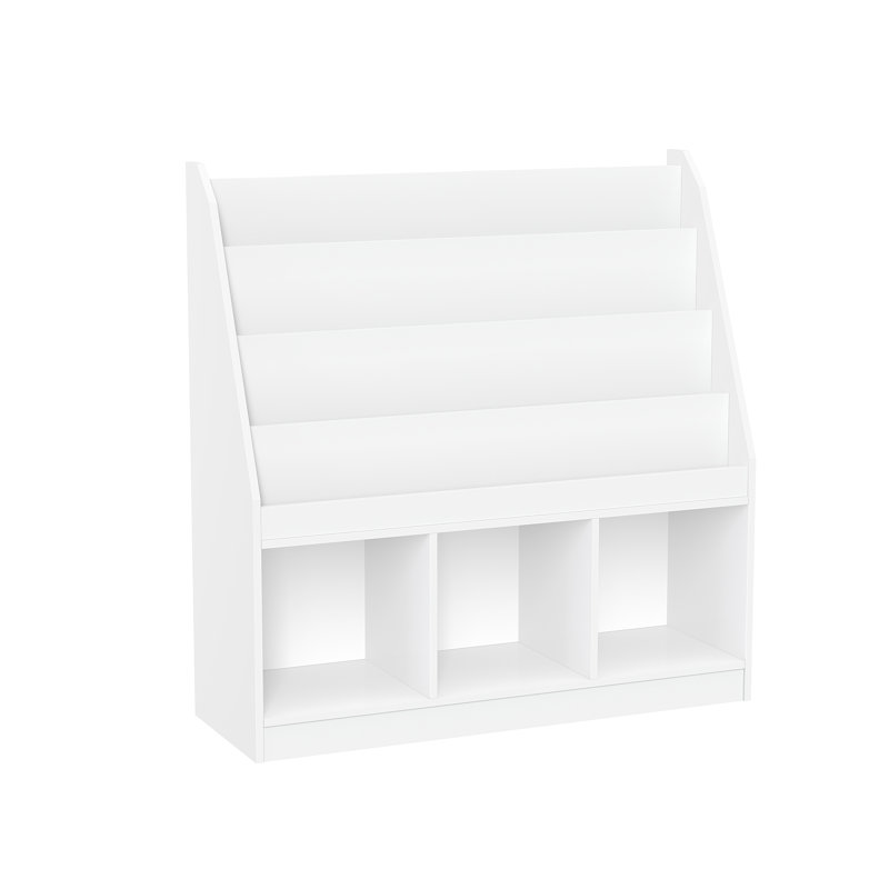 White Adjustable Kids Bookrack with Cubbies