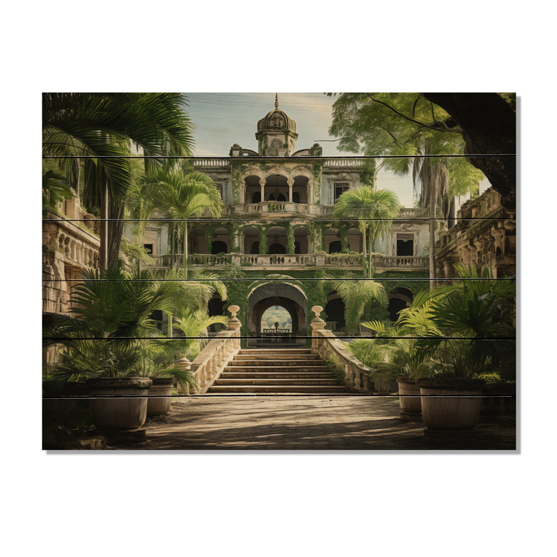 Cuba, charme colonial vert sur bois, H 10 po x l 20 po x P 0,78 po