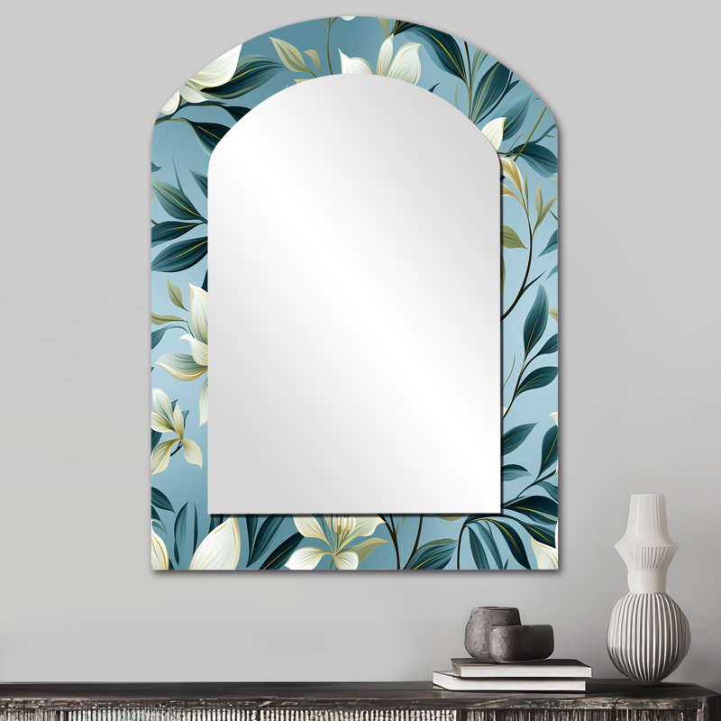 Oday - Green Arch Wall Mirror Decor, 34" x 25"