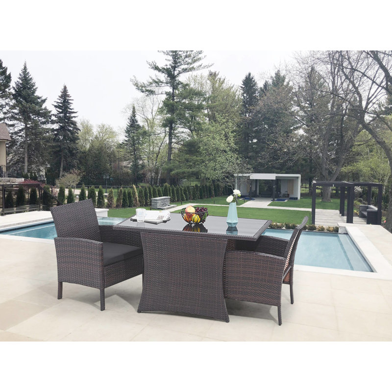 Aceson 2 - Person Patio Dining Set with Rectangular Table, Brown, white and pink