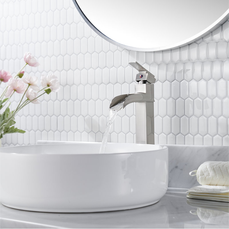 Vessel Bathroom Faucet With Drain Assembly, Brushed Nickel