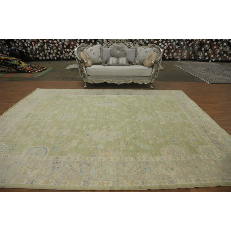 Tapis turc vert Oushak 9x12