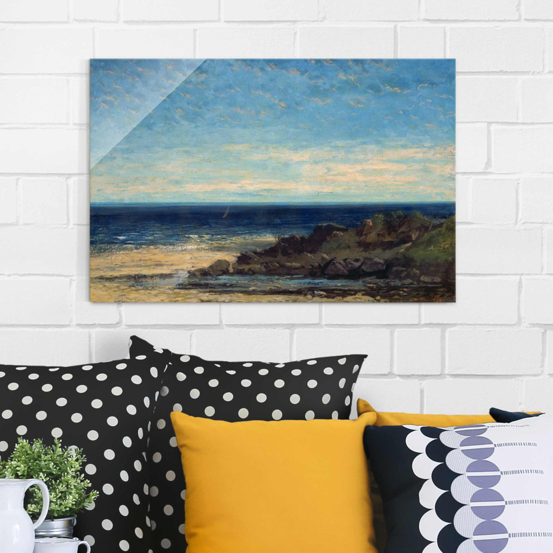 Glasbild Blaues Meer Blauer Himmel von Gustave Courbet