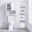 Meuble de rangement à installer au-dessus des toilettes, avec portes à panneaux surélevés, tablette réglable, rangement ouvert, conception antibasculement, blanc