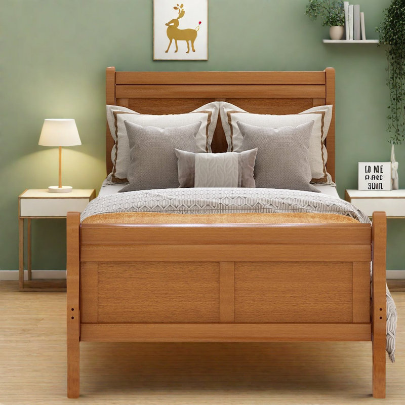 Structure de lit-bateau en bois massif, finition chêne, style rustique pour les chambres d'amis