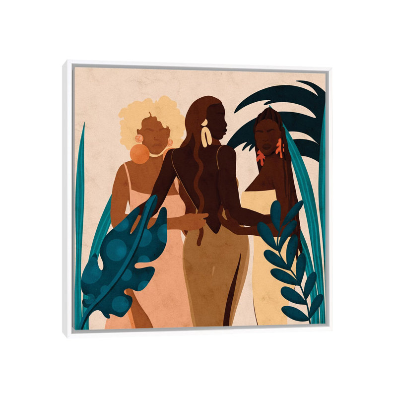 Sœurs carrées par Reyna Noriega - impression d'art graphique, H 26 po x l 26 po x P 1,5 po, Toile blanche encadrée