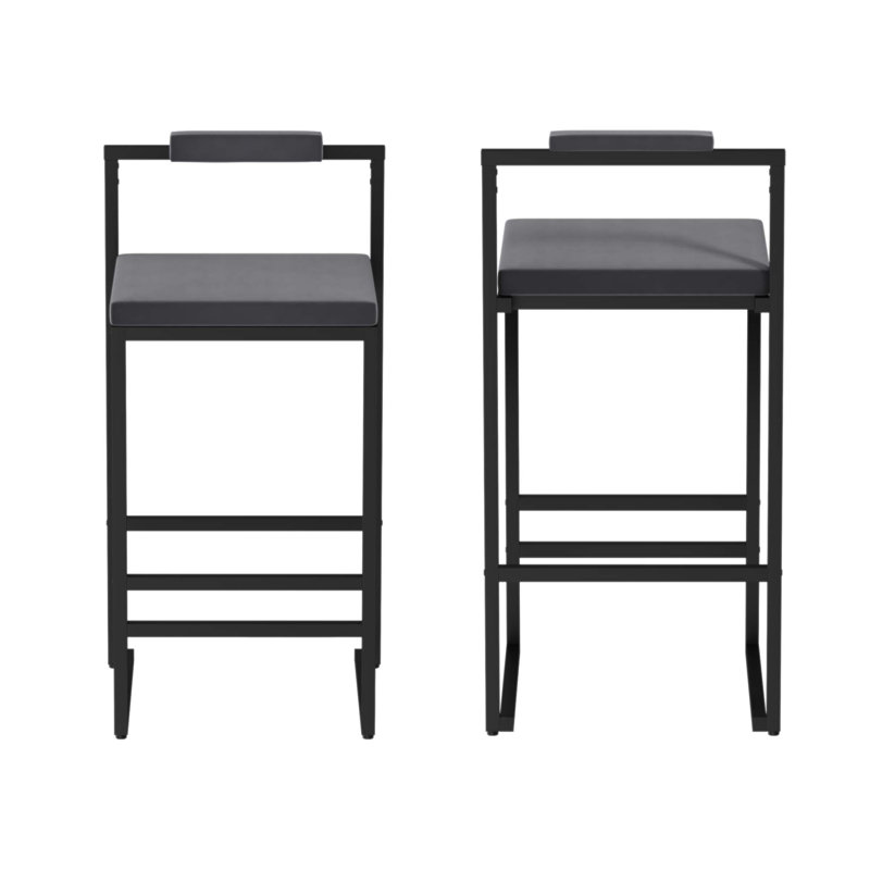 Luxurious Velvet Upholstered Bar Stools With Footrest And Backrest, Set Of 2 For Modern Kitchen Islands And Dining Areas