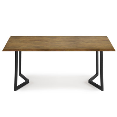 Hylan 72"W Solid Mango Wood Dining Table, Contemporary Style with Metal Legs, Seats 6
