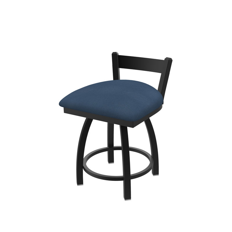 Tabouret de coiffeuse à dossier bas 18 po Catalina, Vinyle - Rein Bay, Noir froissé