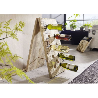 Factory Solid Wood Floor Wine Bottle Rack in Ecru