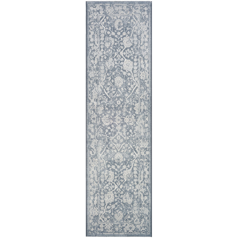 Tapis performance huître bleu ardoise Ouzts, Tapis de couloir 2 pi 2 po x 7 pi 1 po