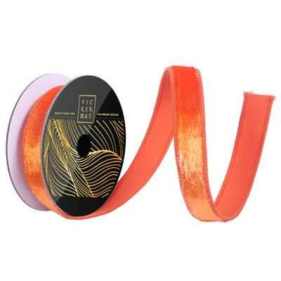  1" x 10yd Black Velvet Lustre Wired Ribbon. Black Dupion backing.