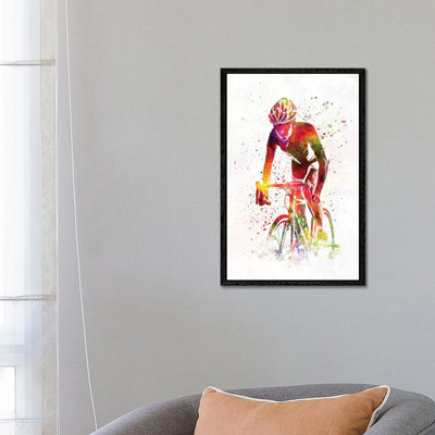 Woman Triathlon Cycling 04 by Paul Rommer - Floater Frame Gallery-Wrapped Canvas Giclée on Canvas