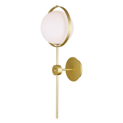 1-Light Uplight Wall Sconce with Brass Finish For Hallway, Entryway, Living Room – G9 LED Compatible – Frosted Globe Shade, Modern Accent Lighting