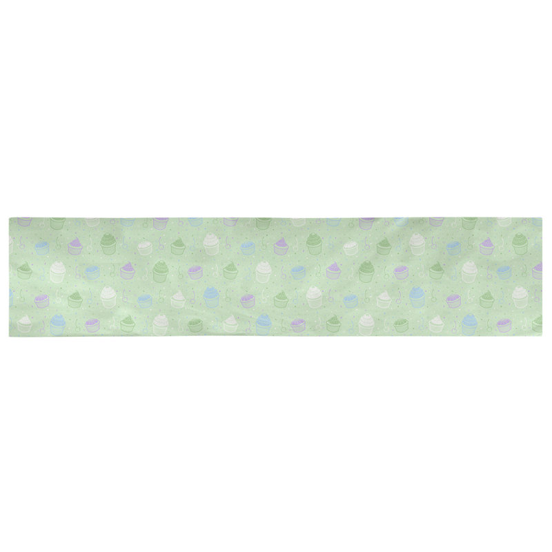 Chemin de table géométrique avicia, 90 po x 16 po, Polyester, Vert / blanc pastel