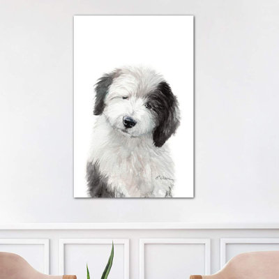 Old English Sheepdog Puppy - Wrapped Canvas Print