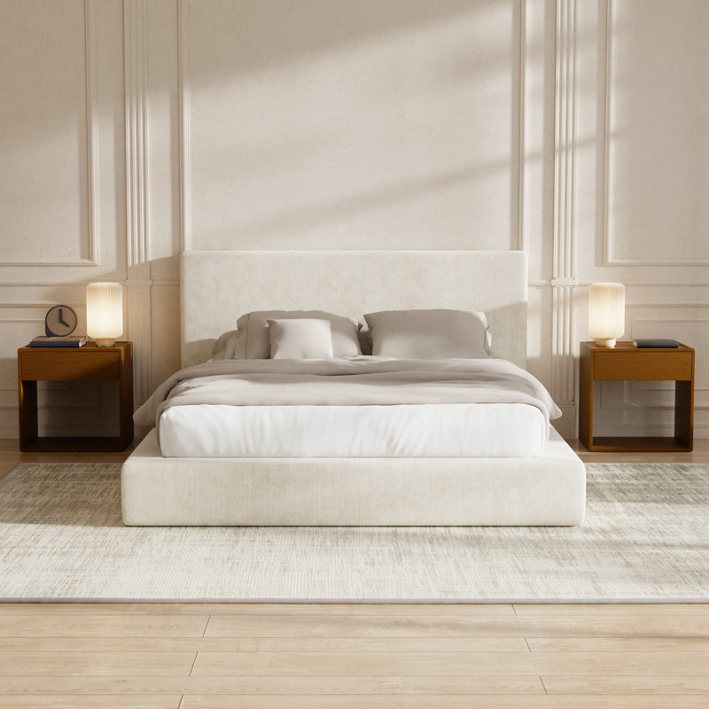 AirFrame Queen Bed Frame with Headboard, Cloud Upholstered Platform Bed Frame, 5 Inch Foam Cushioned, No Box Spring, Easy Assembly(Beige Chenille)