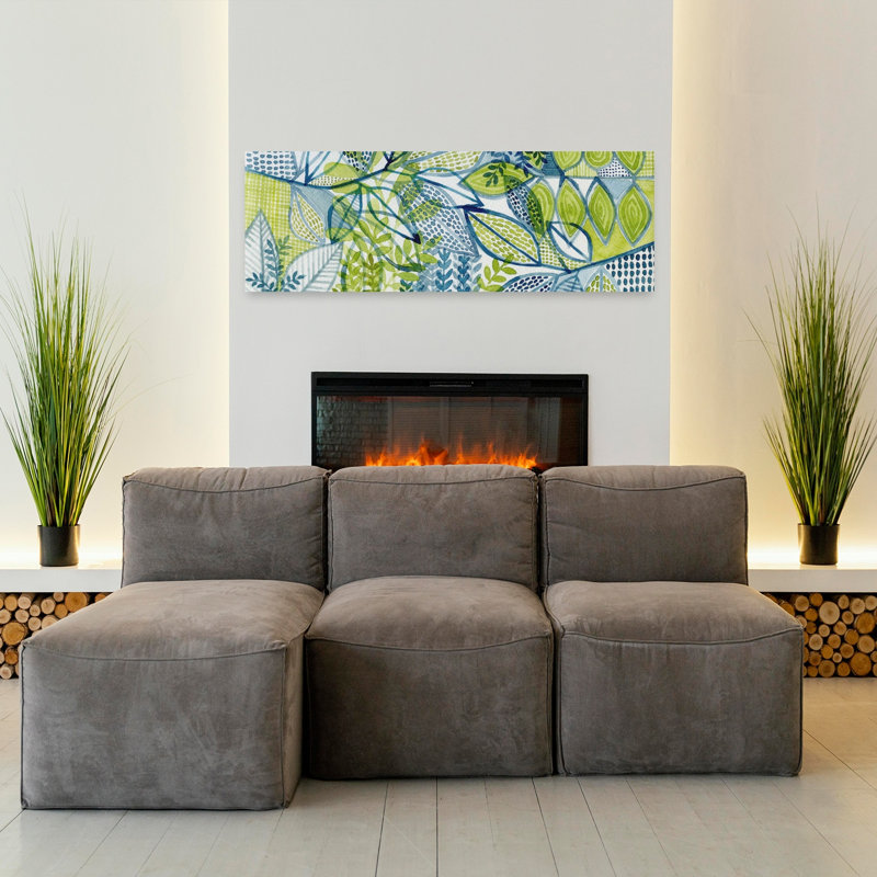 «Serene Botanical Leaves», paysage abstrait, art mural, H 16 po x l 48 po