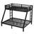Black Twin Xl Over Queen Bunk Bed, Solid And Stable, Under Bed Storage, Side Ladders, Guardrail For Metal Queen, Non-Fading Coating, Convenience