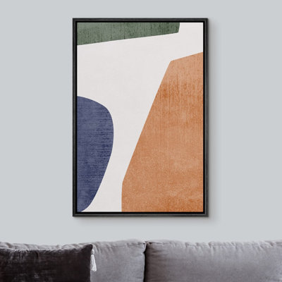 Mid-Century Shape Mid-Century Colorful Polygon Collage Abstract Shape - Floater Frame