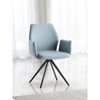 Finition noire, fauteuil en cuir bleu, pivotant, cuir fleur, pieds en métal, profondeur du siège, hauteur de l'ensemble et chaise avec siège rembourré, structure, largeur, poids du produit